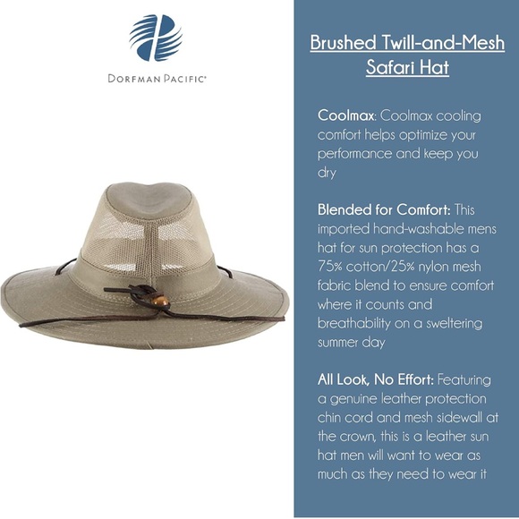 Dorfman Pacific Headwear Brushed Twill and Mesh Safari Bucket Hat Unisex Green L - Picture 4 of 11